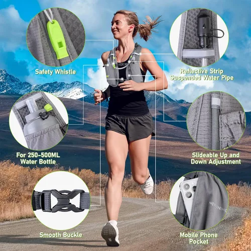 Miniatura 2 de Chaleco de hidratación para correr para mujeres y hombres, chaleco de agua mochila de 5 litros, mochila ligera de hidratación para senderismo