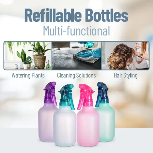 Miniatura 3 de Botellas recargables para chorros de color Stream and Spray – Botella Mister recargable de 12 onzas para soluciones de limpieza, jardinería, aseo