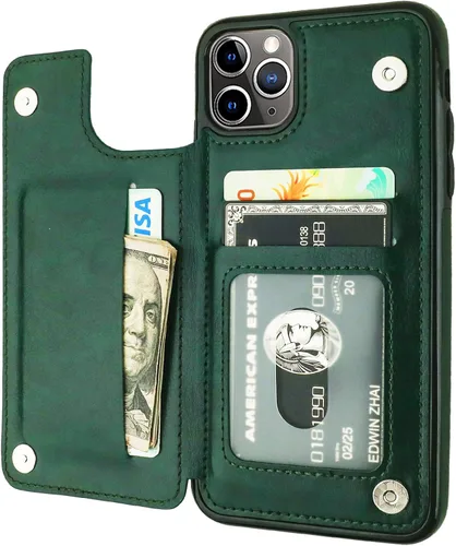 Miniatura 17 de OT ONETOP - Funda tipo cartera para iPhone 11 Pro Max con tarjetero y ranuras para tarjetas, doble cierre magnético y funda duradera a prueba de Oro