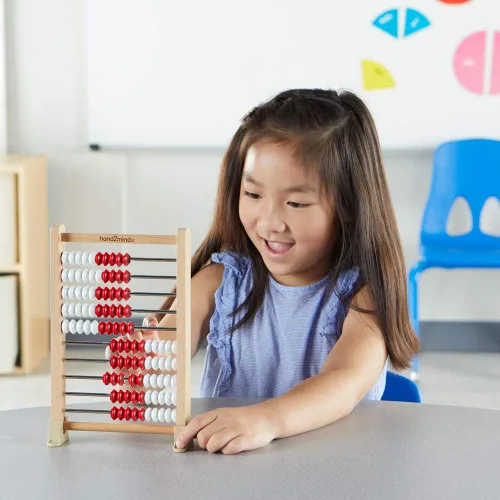 Miniatura 4 de hand2mind Mini Rekenrek de madera de 100 cuentas, estante numérico, ábaco para niños, cuentas de conteo, contadores de matemáticas para niños