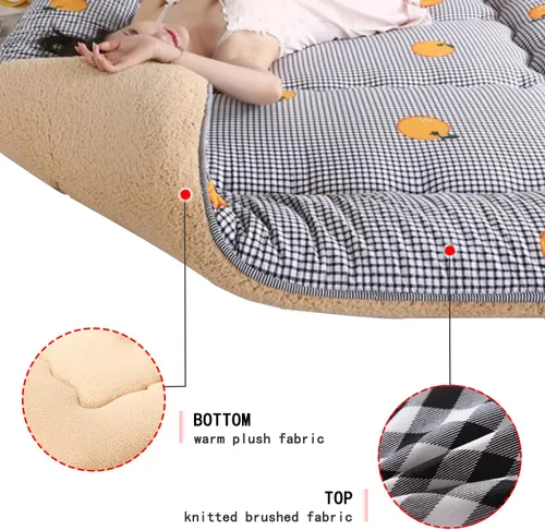 Miniatura 2 de Cubrecolchón de futón plegable japonés, colchón enrollable, colchón individual para dormir, para camping, 3.1 in de grosor, cama portátil de Negro