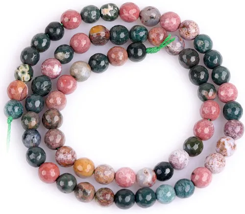 Miniatura 5 de JOE FOREMAN Piedras preciosas naturales de 0.236 in, jaspe oceánico, cuentas sueltas redondas facetadas para hacer joyas, pulseras de 15.0 in