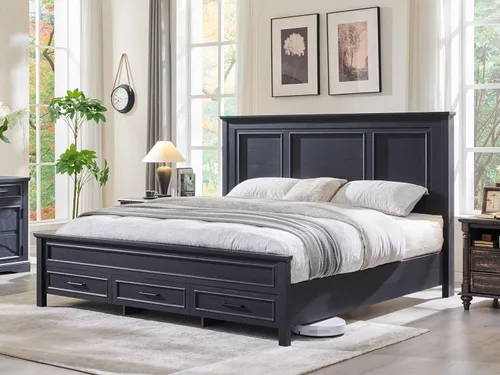 Miniatura 6 de ACCOHOHO Marco de cama tamaño Queen con cabecera de 52 pulgadas de alto, plataforma de madera con estribo y cajones de almacenamiento, no chirridos