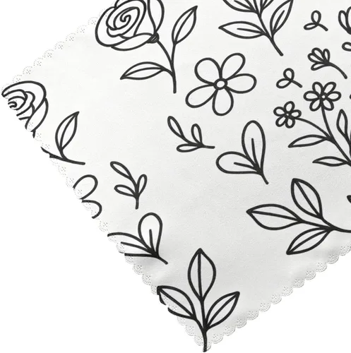 Miniatura 5 de Rectangular Placemats Set of 4, Heat Resistant Flower Doodles Printed Kitchen Dining Table Mats