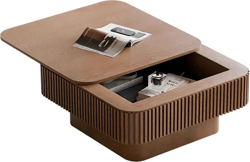 Miniatura 25 de LKTART Mesa de Centro con Tapa Elevable para Sala de Estar, Mesa de Centro Acanalada de Acento con Almacenamiento, Mesa de Té Central Rectangular