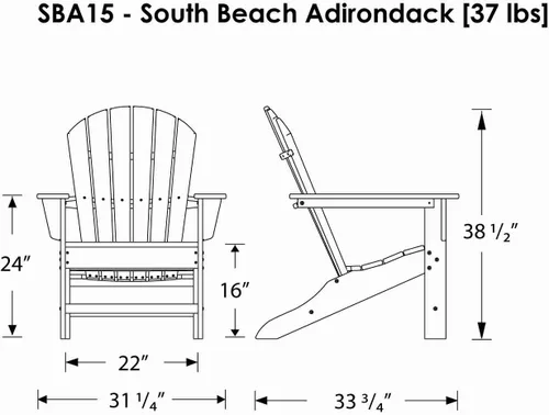 Miniatura 3 de POLYWOOD South Beach Adirondack, sillón ideal para la playa., Turquoise Aruba