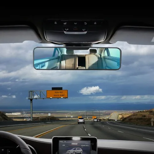 Miniatura 2 de Espejo retrovisor convexo HD azul antirreflejo de 11 pulgadas, clip universal en espejo retrovisor interior de gran angular para reducir el punto