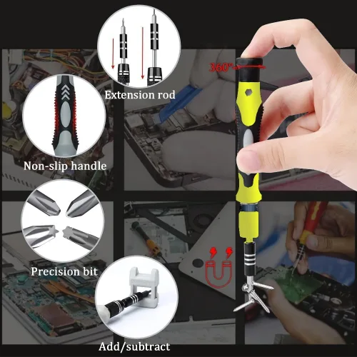 Miniatura 6 de Juego de mini destornilladores, regalos de herramientas para hombres, kit de herramientas de reparación magnética profesional 115 en 1, reparación