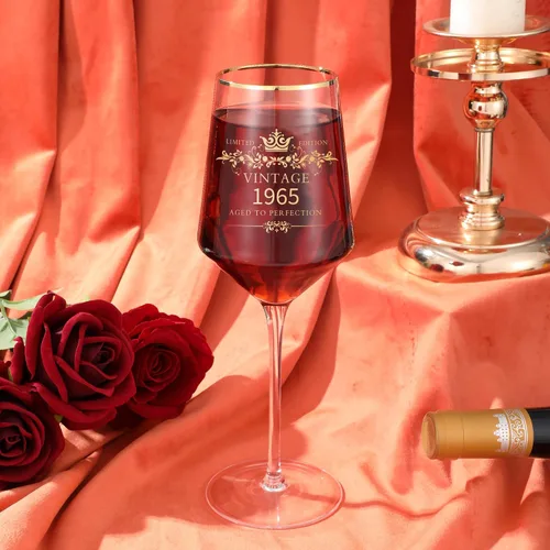 Miniatura 5 de MOMRNTAIL Regalos de copa de 1965 para cumpleaños 60, copa de vino de copa de vino de copa de 16 onzas, decoraciones de cumpleaños de 60 años