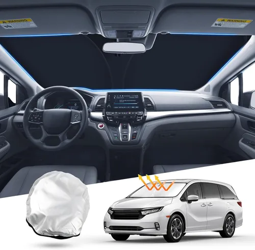 Miniatura 100 de T TGBROS Parasol para parabrisas para Honda Civic 2022-2025 2026, parasol grueso con bloqueo UV y opaca, para privacidad, plegables, 8 accesorios