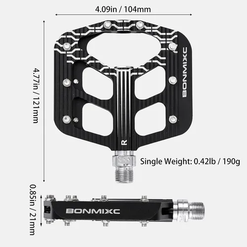 Miniatura 6 de Pedales de bicicleta 9/16 pedales de bicicleta de montaña aleación de aluminio antideslizante gran plataforma sellada rodamiento plano pedales