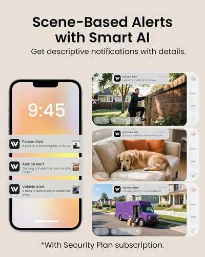 Miniatura 3 de Anlapus 2 cámaras de seguridad WiFi C281 3MP 2K para exteriores, cámara de seguridad con cable Pan/Tilt de 360°, detección AI, pista automática
