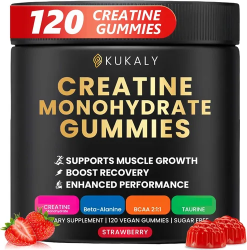 Miniatura 16 de kukaly Gomitas de monohidrato de creatina para hombres y mujeres, gomitas de creatina de 9000 mg sin azúcar, sabor mezclado con L-taurina, BCAA 2:1