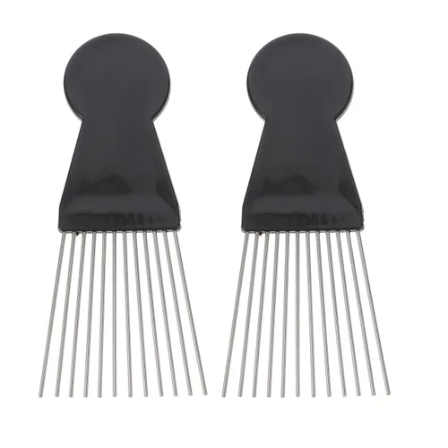 KALLORY Peine desenredante 2 piezas para herramientas de trenza de metal para mujeres y hombres, peluca de salón y peines desenredar peine africano