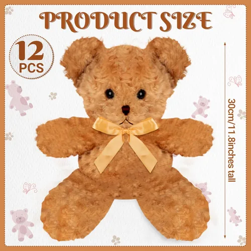 Miniatura 2 de Jenaai 12 piezas de oso de peluche con lazo, osos suaves de regalo para fiestas, centros de mesa de ducha, cumpleaños, decoración de boda, Navidad