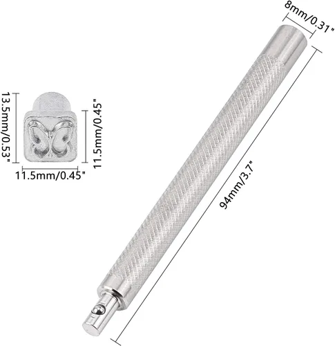Miniatura 3 de PH PandaHall Juego de 32 sellos de acero inoxidable para artesanía en cuero con temática de insectos, herramienta con 1 mango para cinturón