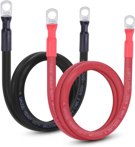 Miniatura 39 de Cable de batería flexible de 1/0 AWG con terminales de 3/8" - Alambre de cobre puro OFC para inversor y soldadura para automotriz, solar, RV