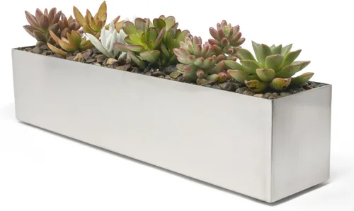 Miniatura 8 de Buhbo Maceta rectangular moderna de acero tipo artesa de 16 pulgadas, negro