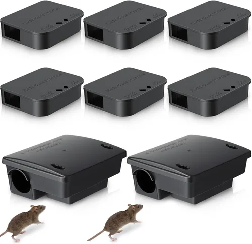 Miniatura 11 de Paquete de 4 cajas de estación de ratas requeridas para llaves, 1 caja grande y 3 compactas para cebo para ratones para exteriores, caja de cebo