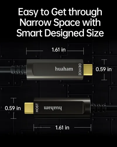 Miniatura 6 de Cable de fibra óptica USB C de 50 pies, paquete de 2 unidades, cable USB 3.2 Gen2 de 10 Gbps con chip SiliconLine de Alemania, ultra delgado
