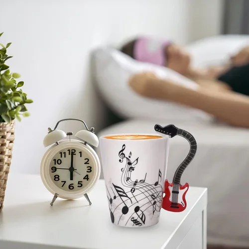 Miniatura 6 de Taza de cerámica para guitarra de 12.9 onzas, taza de té con notas musicales, café, leche, regalo para guitarristas, músicos, mujeres, hombres