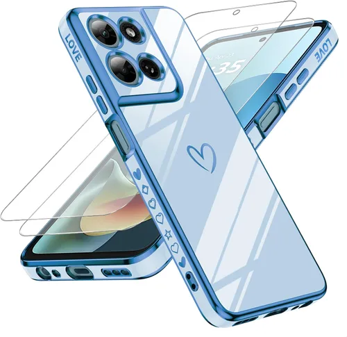 Miniatura 24 de LeYi for Moto G 5G 2025 Case: with Tempered Glass Screen Protector [2 Pcs]+ Full Camera Lens Protection,Love Heart Plating Cute Luxury Soft TPU