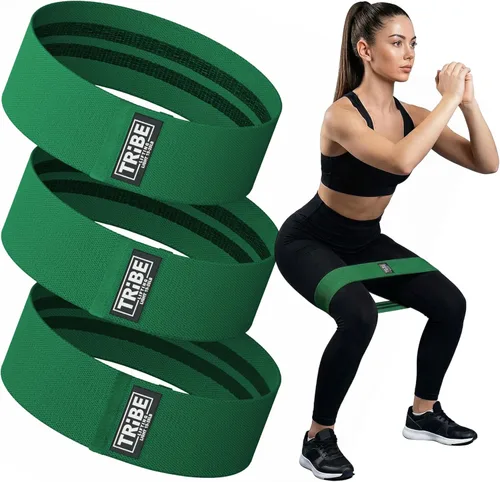 Miniatura 14 de Tribe Lifting Bandas de resistencia para entrenar – Paquete de 3 bandas de entrenamiento de tela para mujeres y hombres – Bandas de glúteos para Gris