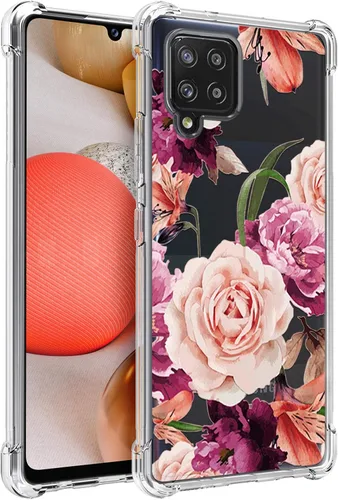 Osophter Funda para Galaxy A42 5G, Samsung M42 5G, diseño floral floral para niñas y mujeres, absorción de golpes, funda de goma TPU flexible para