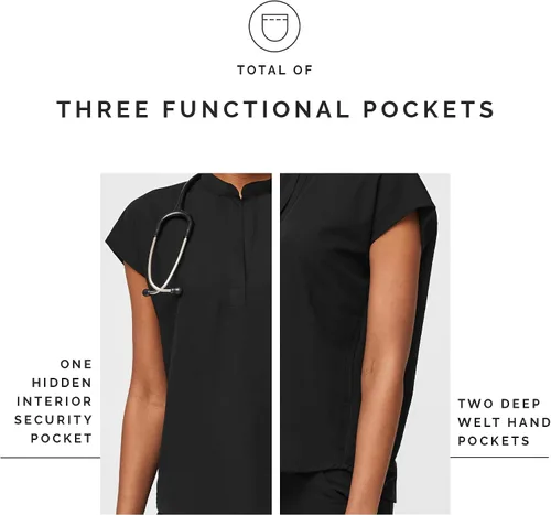 Miniatura 5 de Figs - Uniforme médico de mujer Rafaela, de dos bolsillos, cuello mandarín, ajuste holgado con elásticos suaves.