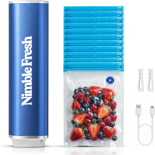 Sellador al vacío portátil para la organización de la cocina, 50 kPa Pro-Suction para una frescura duradera - Sellador de alimentos recargable