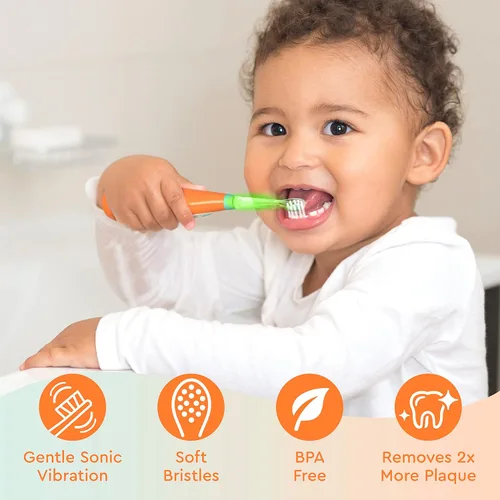 Miniatura 4 de Brusheez cepillo de dientes sónico para niños pequeños - cepillo de dientes seguro y suave para edades 1-3 con temporizador de 2 minutos iluminado