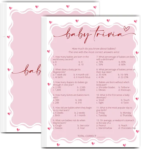 Miniatura 8 de Tarjetas de juego de peleas familiares para baby shower con tarjeta de respuesta, juegos de baby shower rosa para 30 invitados, tarjetas