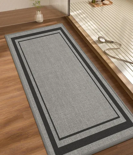 Miniatura 61 de chakme Juego de 2 alfombras de baño ultrafinas, absorbentes, antideslizantes, lavables a máquina, color beige oscuro, 17 x 24 pulgadas + tapete