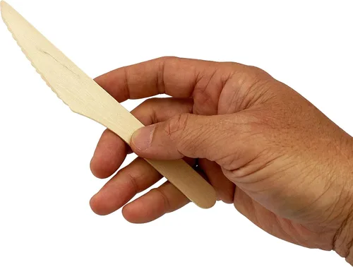 Miniatura 2 de KingSeal Cuchillo de madera desechable certificado FSC, biodegradable y respetuoso con el medio ambiente, 6.5 pulgadas de largo, 100