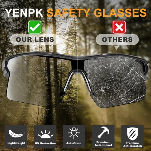 Miniatura 5 de Gafas de seguridad con protección UV para hombres, antiarañazos, conformes a ANSI z87+, gafas protectoras de goma antideslizante con patillas