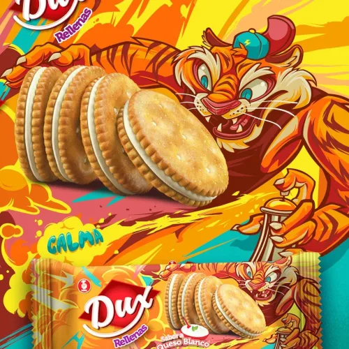 Miniatura 6 de Dux Sandwich Crackers (paquete de 18) con sabor a crema de queso blanco, Snack Crackers Galletas Dux con sabor a Queso blanco Colombian crakers.