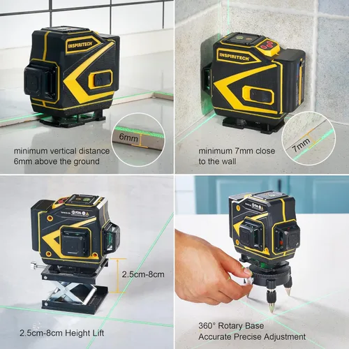 Miniatura 3 de Nivel Láser de Piso Autonivelante, Láser de Línea Cruzada Horizontal Vertical 3x360, Alineación de Haz Verde 3D para Piso de Baldosas, Pared y Techo