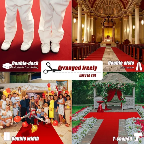 Miniatura 4 de EZLucky Corredor de Alfombra Roja para Fiestas, 2.6 x 15 pies, Tela No Tejida de Fieltro de 130 GSM, Alfombra Roja de Hollywood para Eventos