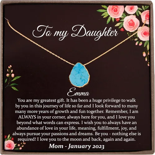 Miniatura 72 de Collar de hija relleno de oro de mamá o papá, collar clásico de perlas blancas con mensaje significativo, listo para regalar