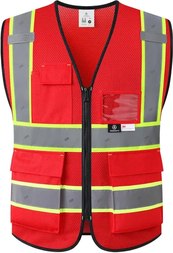 Miniatura 13 de Chaleco de seguridad reflectante para hombres y mujeres, chaleco de construcción que cumple con el estándar ANSI/ISEA Amarillo