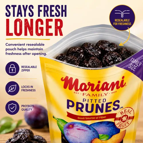 Miniatura 6 de Mariani Ciruelas pasas sin hueso Frutas secas Aperitivo saludable, vegano y sin gluten para niños y adultos Sin azúcar añadido 32 onzas