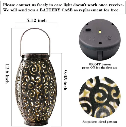 Miniatura 6 de esgarden Paquete de 2 faroles para exteriores mejorados de 15 lúmenes, regalos de jardinería, faroles solares para patio, luces colgantes