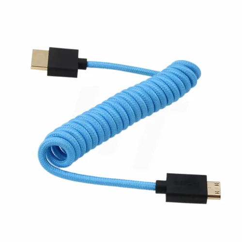 Miniatura 4 de 4K 60p 8K UHD Mini HDMI - Cable HDMI en espiral azul trenzado para Nikon D750 Sony Canon EOS R RP 5DIV ATOMOS Ninja V Portkeys Video Assist Monitor
