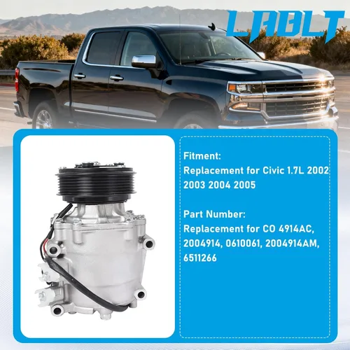 Miniatura 4 de LABLT Reemplazo del compresor del A/C para Civic 1.7L 2002 2003 2004 2005 Reemplazo para CO 4914AC