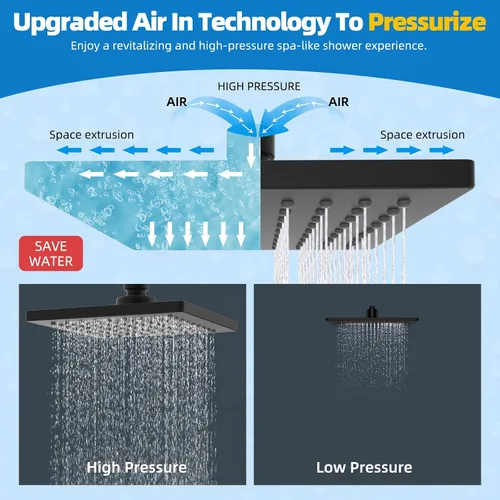 Miniatura 6 de Hibbent Cabezal de ducha filtrado de metal, cabezal de ducha de lluvia de alta presión de 6 pulgadas, filtro de ducha de 20 etapas para suavizador