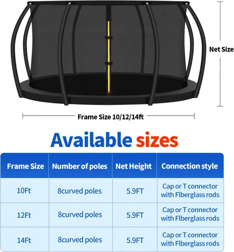 Miniatura 2 de Anillo superior de repuesto para cama elástica para 8 postes curvos, red de seguridad redonda, accesorios de trampolín con hebillas de protección