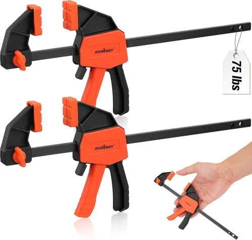 Miniatura 15 de HORUSDY Paquete de 6 abrazaderas de madera para carpintería, abrazaderas de barra de 12 y 6 pulgadas, juegos de abrazaderas de trabajo de madera