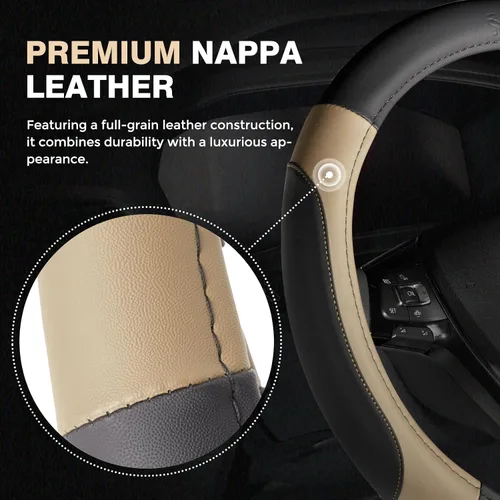Miniatura 6 de FLORICH Funda para volante de automóvil, fundas de cuero de microfibra con forro antideslizante, protector elástico transpirable para volante