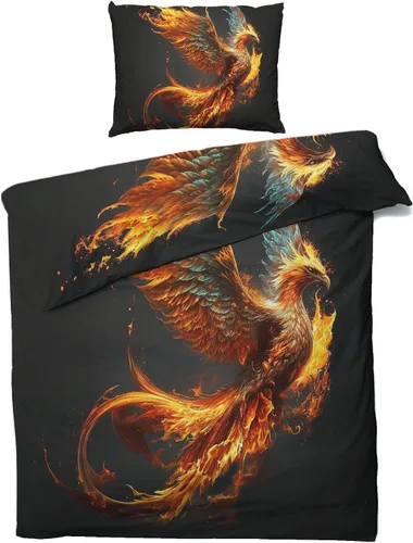 Miniatura 27 de Phoenix Funda de edredón tamaño King Juego de ropa de cama de pájaro de fantasía 3 piezas Funda de edredón con patrón de microfibra suave