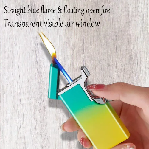 Miniatura 7 de Encendedor doble resistente al viento que brilla en la oscuridad, vela inflable con llama azul para cocina, barbacoa, regalos de campamento